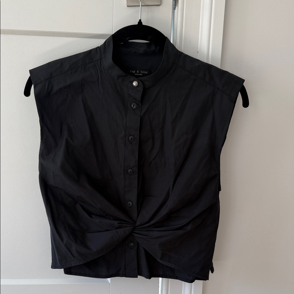 Rag & Bone Black Sleeveless Button-Down Shirt